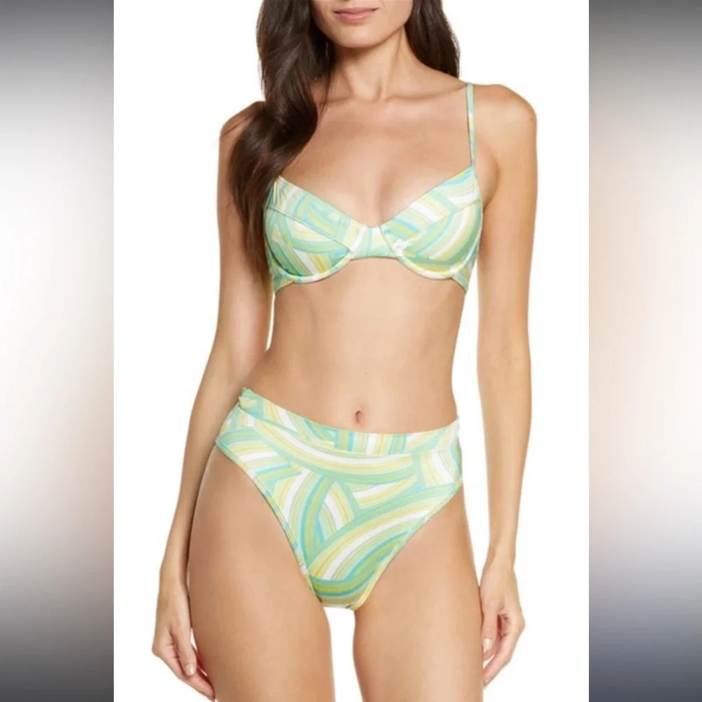 L*Space Over The Rainbow Bikini Set Missy Top Frenchi Bottom NEW With Tags Large